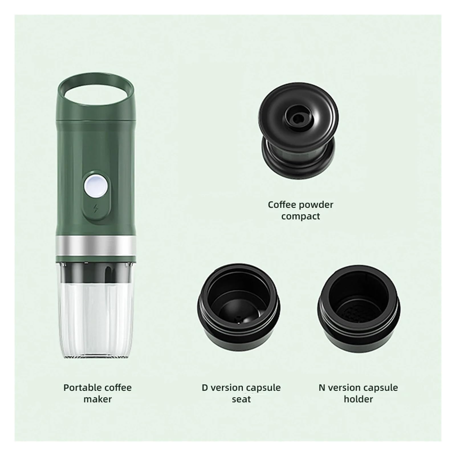 EDEDE Macchina da caffè Espresso Portatile, Mini Macchina for Il caffè, Macchina for Il caffè Espresso elettrica Portatile Senza Fili, Calda e Fredda, Ricaricabile per Viaggi, Campeggio