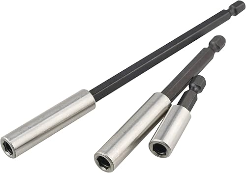 K405 Soporte magnético para brocas con anillo de retención, extensiones de 2, 4, 6 pulgadas, 3 piezas