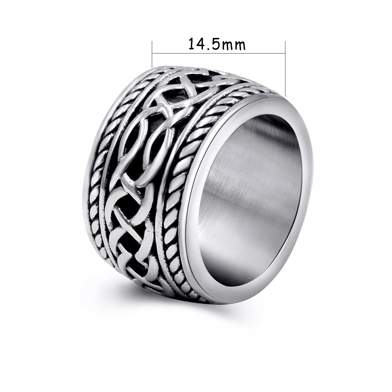 Anillo de boda celta de acero inoxidable vintage para hombre, anillo de banda ancha para hombre, talla 8, 9, 10, 11, 12, 13, Metal 5