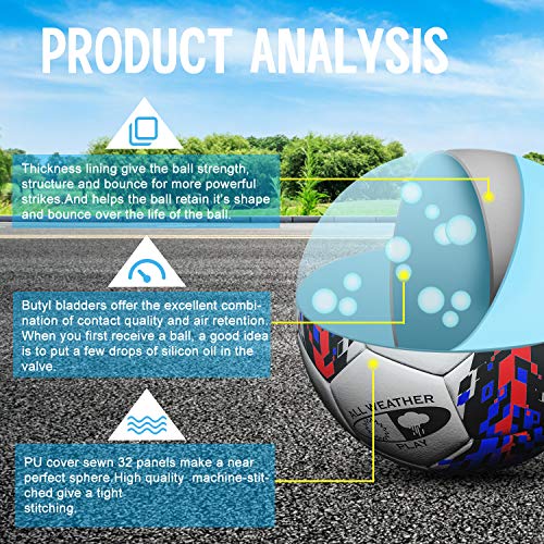 Adekale Soccer Balls Size 5,Glow In The Dark Official Size Soccer Ball,Indoor/Outdoor Light Up Training Ball With Pump And Needls,Street Ball Game For Men And Backyard Play #TOP4