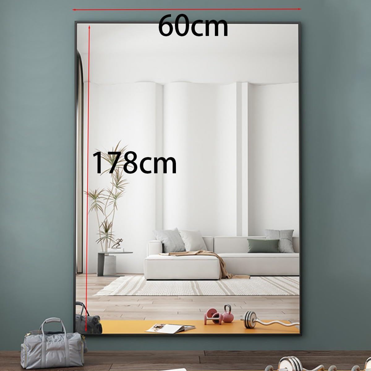 Gimnasio Espejo de Pie Cuerpo Entero de Pared Espejos Grandes Fáciles de Usar para Gimnasio Garaje Yoga Estudio de Baile y Dormitorio 178 * 60cm