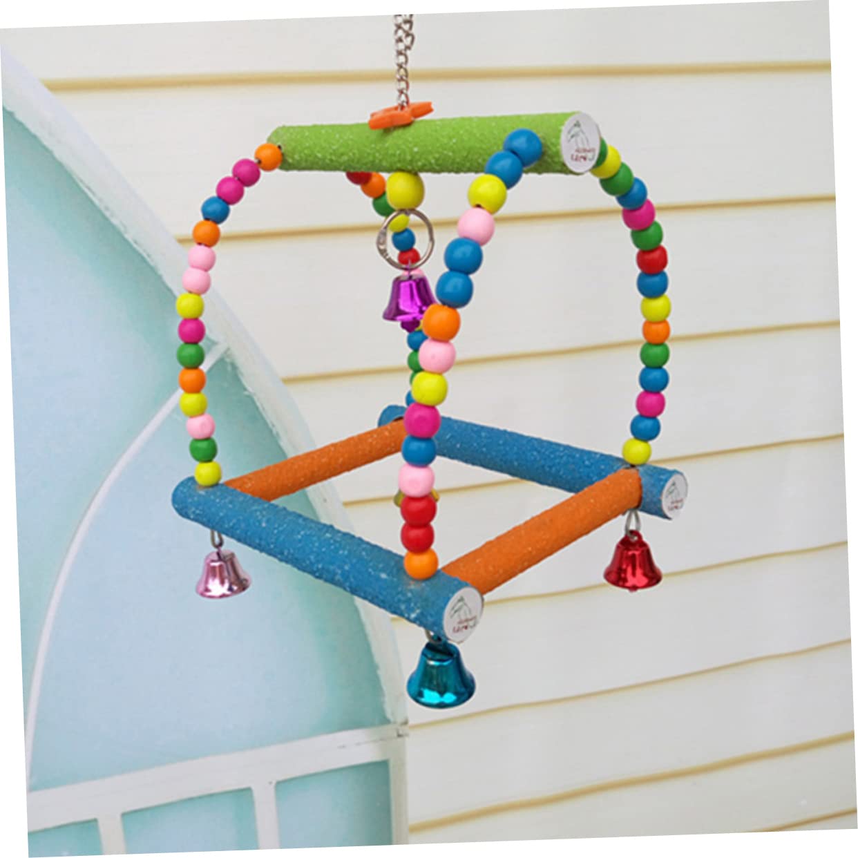 YARNOW Juguete Columpio para Loros de Madera Escalera Creativa para Equilibrio y Aventura, Adecuado para Pájaros Pequeños y Periquitos en Desarrollo y Entretenimiento Color Aleatorio