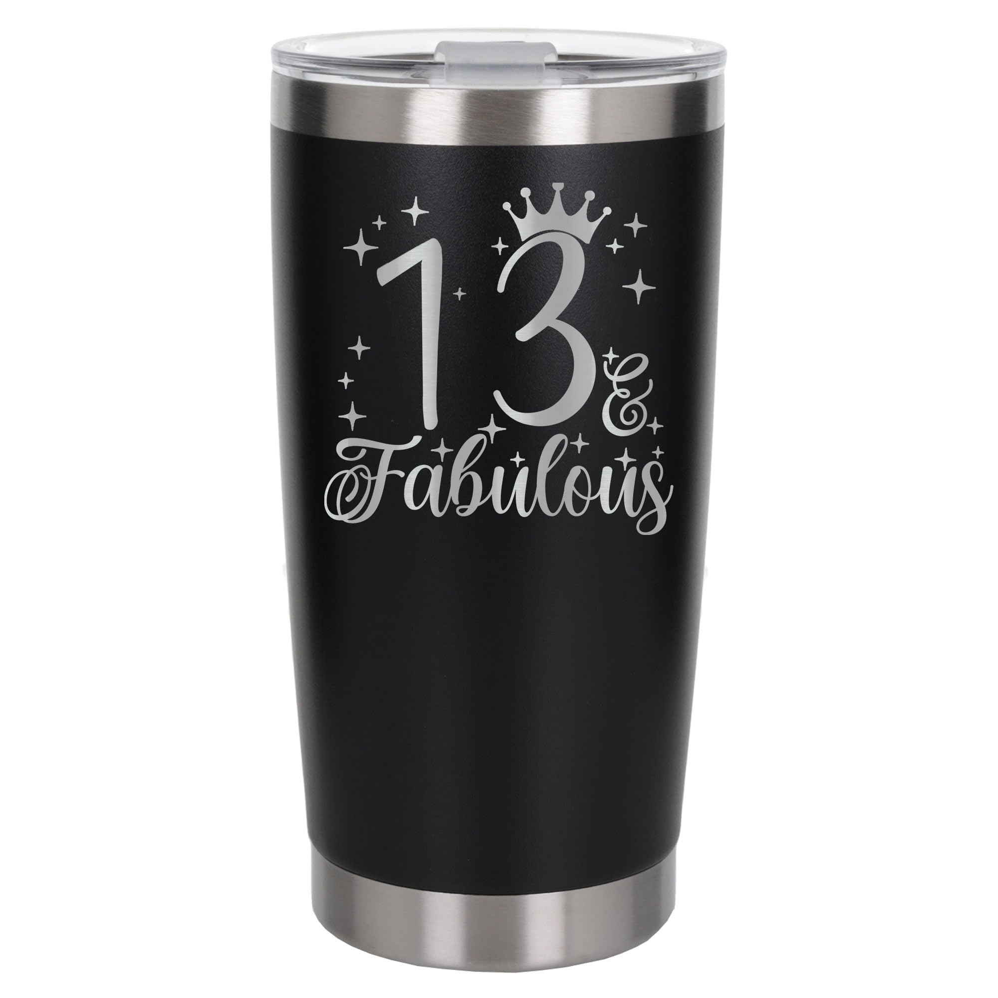 Always Looking Good 13th Birthday Gift 13 & Fabulous Engraved Insulated Travel Mug Gift for Her Present for 13 Year Old Black Thermal Coffee Flask Travel Mugs with Lids