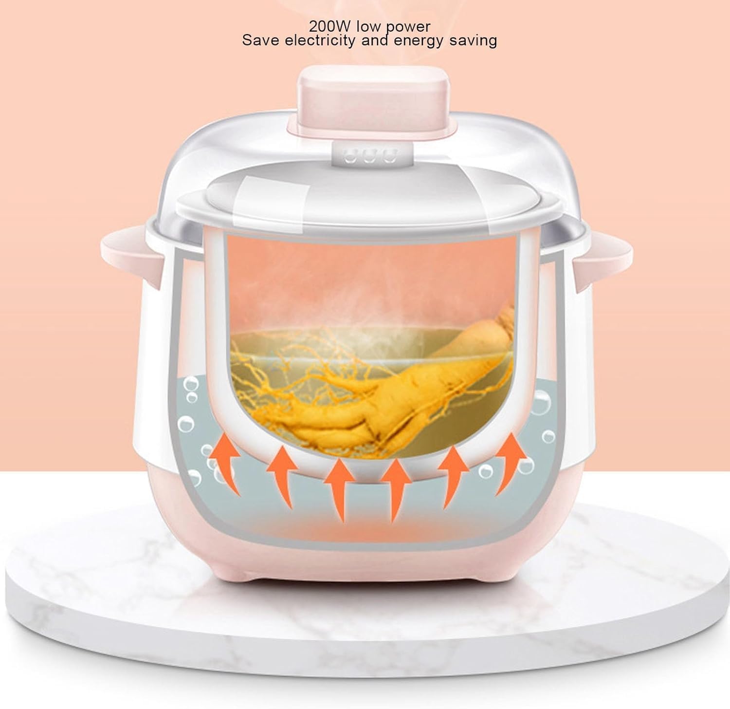 Olla Eléctrica Inteligente De Cerámica De 1 Litro para Sopas - Olla De Cocción Lenta Multifuncional con Sistema Anti-Quemado En Seco, Ideal para Gachas, Guisos Y Comidas Rápidas.