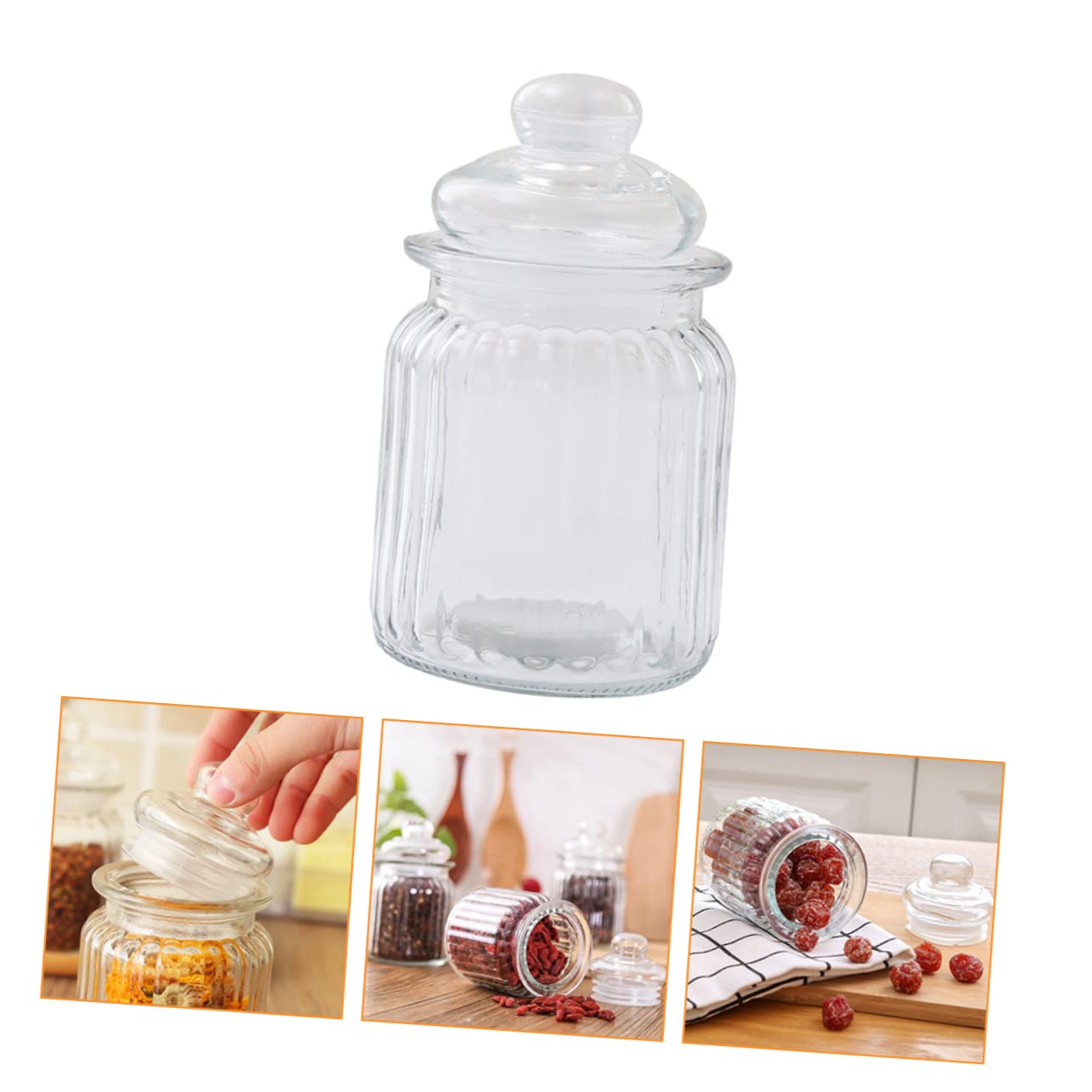 PRETYZOOM 4 Stück 230ml Glasaufbewahrungsbehälter aus Glas mit Deckel Dicke Ausführung und Feine Verarbeitung für Küche und Zuhause zur Lebensmittelaufbewahrung