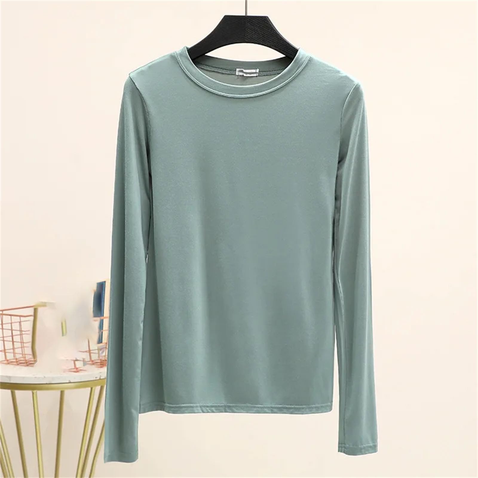 Tinta unita Basic t-Shirt O-Collo Manica Lunga Donna Base t-Shirt Top Full t-Shirt Plus Size Biancheria Intima