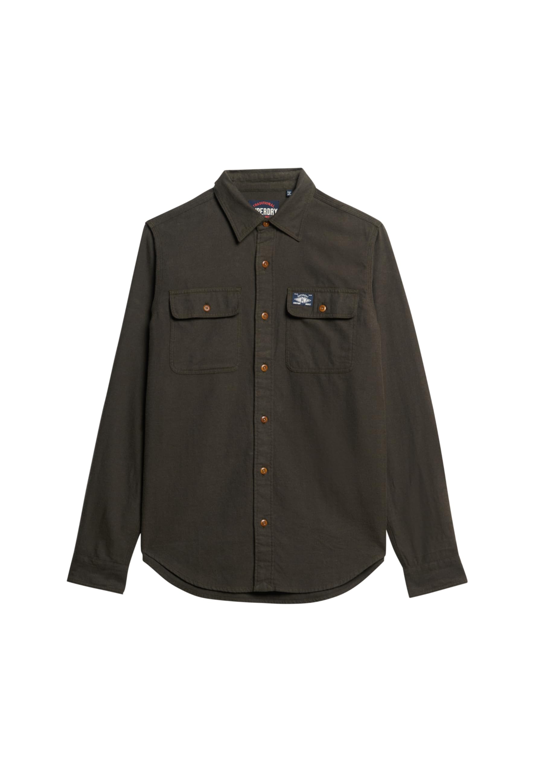 Superdry Mens Flannel Workwear Long Sleeve Shirt - Chive Green - L