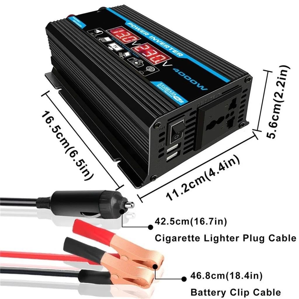 Power Inverter Inverter Intelligente A Onda Sinusoidale Modificata da CC 12 V A CA 220 V Convertitore di Alimentazione Auto da 4000 W Inverter di Potenza Auto Convertitore di Potenza