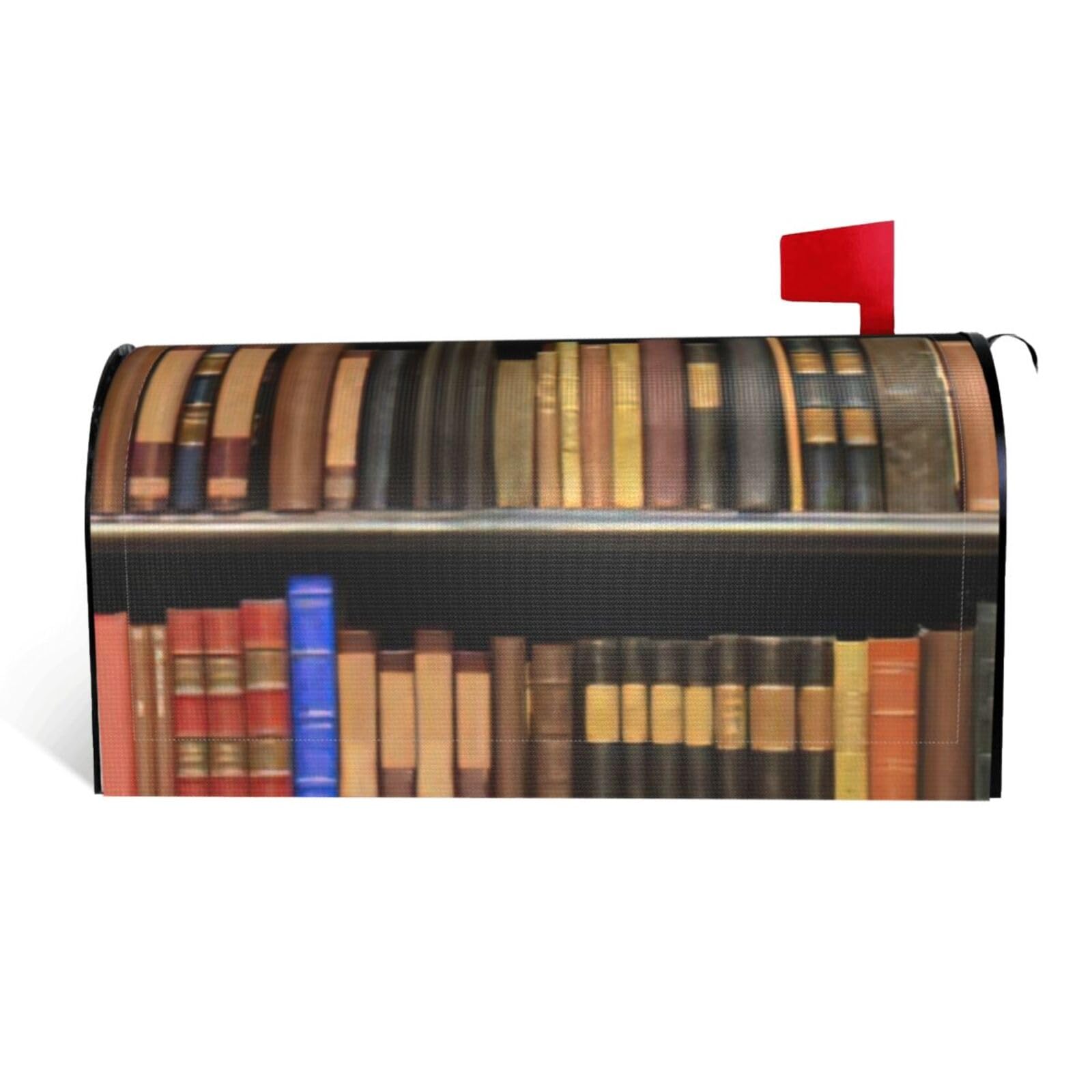 Zkyfll Black Library Bookshelf Print Personalized Mailbox Covers Wraps Magnetic Letter Box Cover Standard Size 21X18 In
