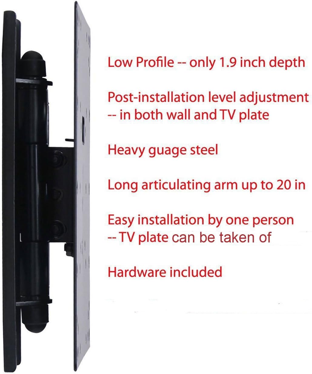VideoSecu TV Wall Mount Tilt Swivel Low Profile 1.9" Bracket for Most 27"-47", Some up to 50" with VESA 200x200 200x100 100x100 LCD LED Plasma TV or Monitor, Articulating arm 20" Extension 3KB