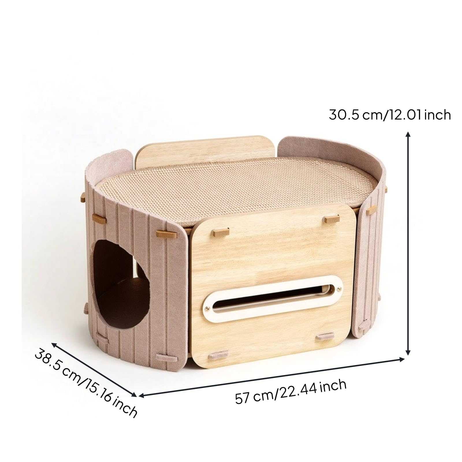 Qianly Casetta Tiragraffi Accogliente Cuccia in Feltro Basso Cuccia con Palla da Gioco per Gatti, Gattini, Salotto