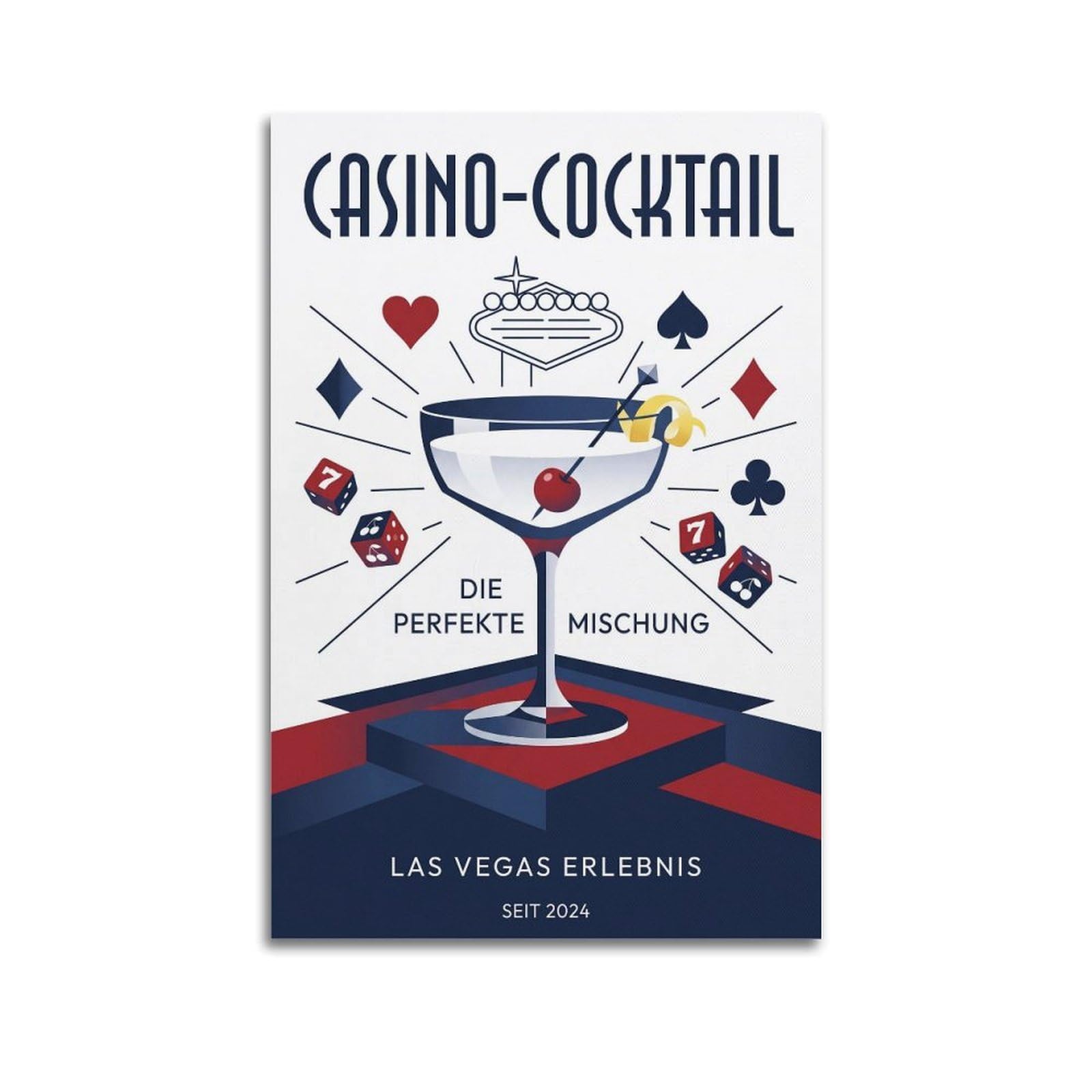 Xkuga Boys Unframe-Style Card Suit Retro Cocktail Poster Drink Lounge Mixology Menu Modern Decorative Canvas Prints - Ideal Wall Art For Family, Man Cave, Game Room, & Girls Bedroom 20X30inch(50X75cm)