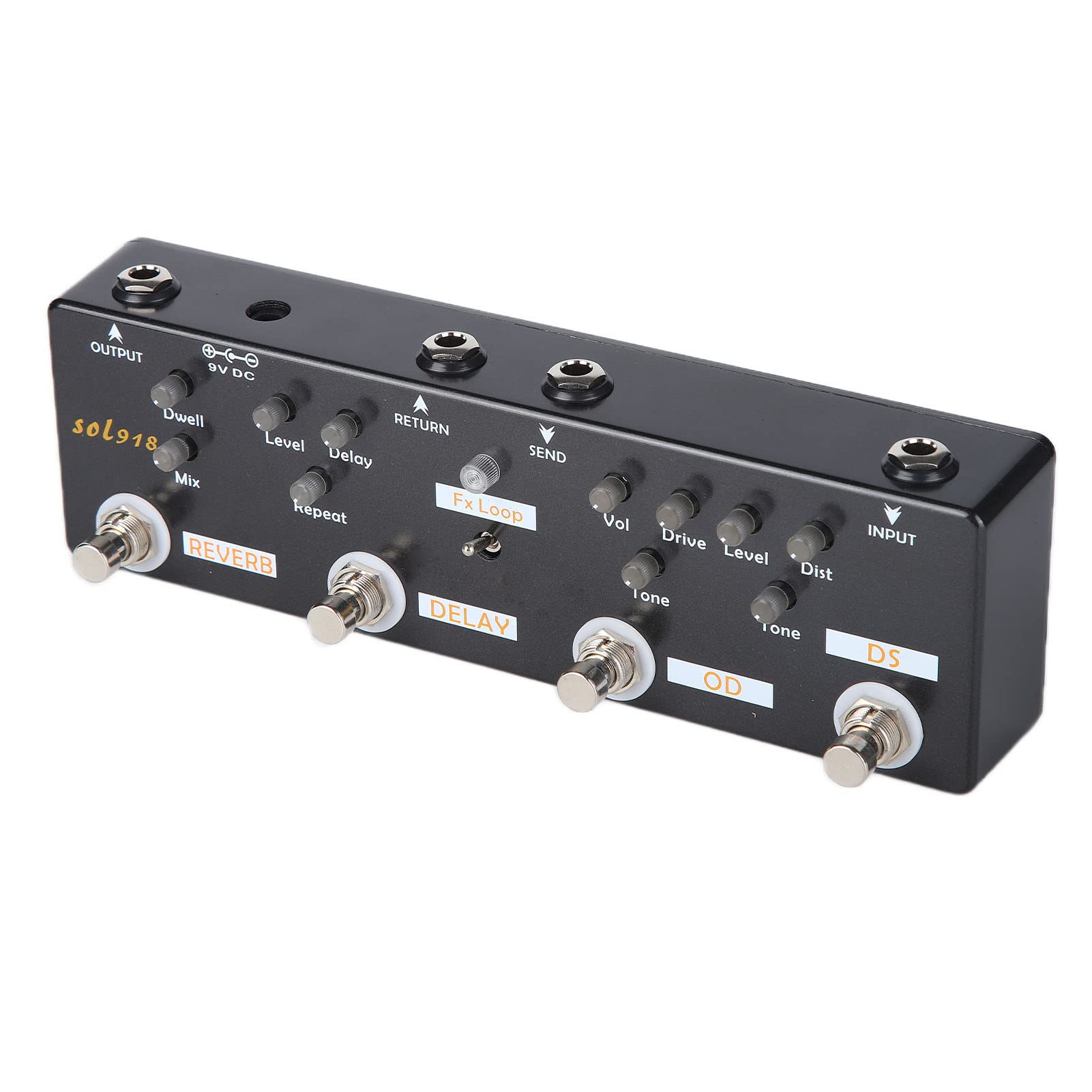CHICIRIS Pedał Efektów Gitarowych, 5 Trybów Reverb Delay FX Loop Distortion Overdrive, z True Bypass i metalową konstrukcją, do Gitary Elektrycznej