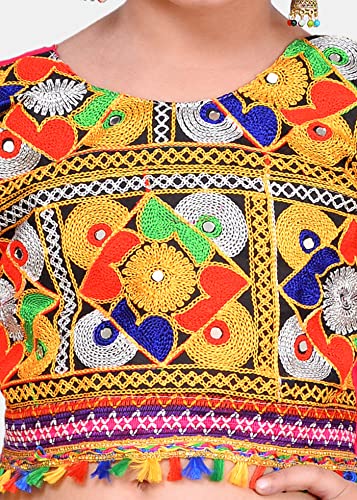 Image of AHHAAAA Kids Ethnic Cotton Blend Radha Dress Lehenga Choli Chania Choli Set Baby Girls Red