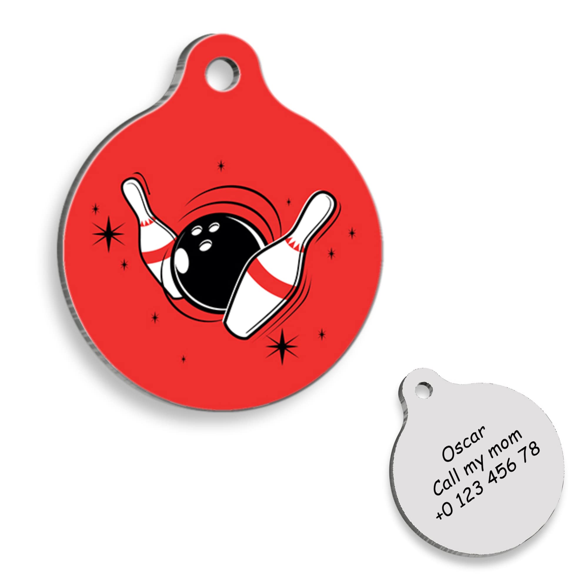 BOWLING Personalized Dog Tag - Custom Name Tag - ID Tag for Dog & Cat - Customized Pet Tags - Dog & Cat Name id Tag - Dog Name Tag - Engraved Dog Tag