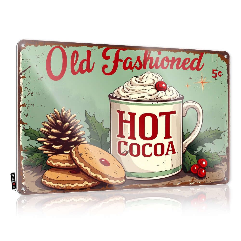 Old-fashioned Hot Cocoa With Whipped Cream And A Cherry On Top. Decaor Grunge - Wall Art Cover Vintage Wall Art(20X30CM)