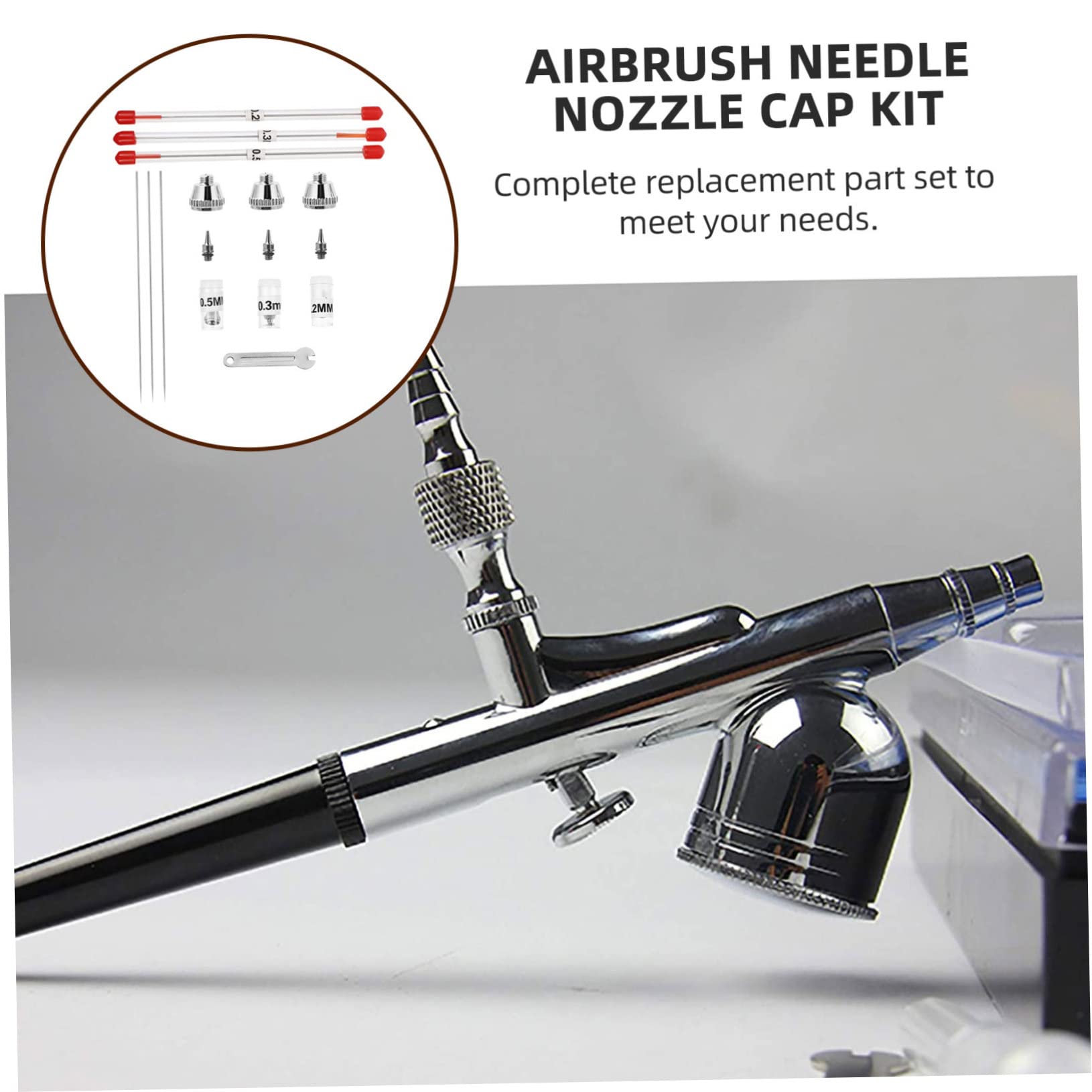DIYEAH 3ensembles Set De Aiguille Et Buse De Remplacement Pour Aérographe Kit Complet Accessoires Inoxydable Pour Réparer Votre Aérographe
