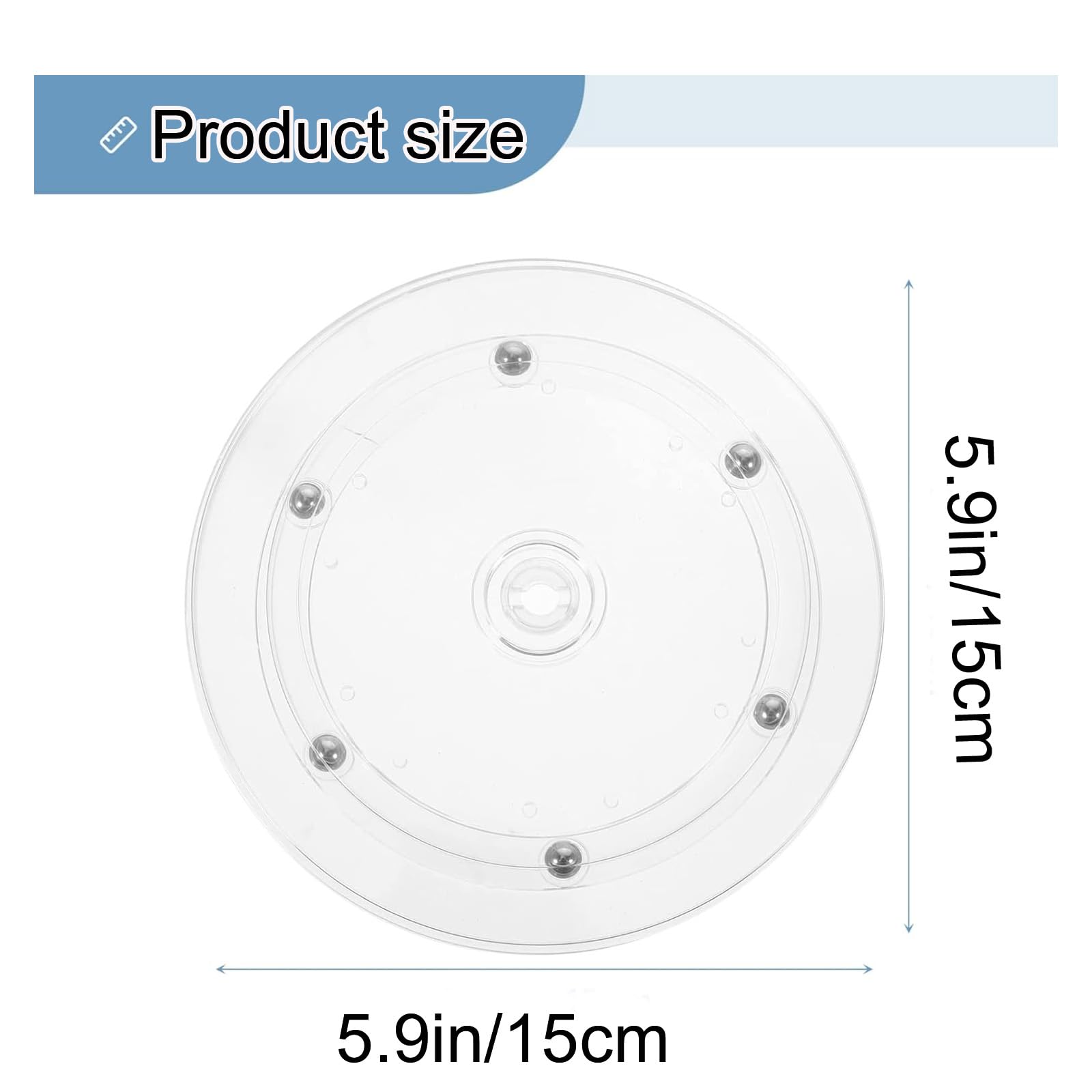 2 Pièces Plateau Tournant, 15cm Plateau Tournant Universel à 360° Supporte, Transparent Plateau Pivotant Rond Plateau Tournant Manuel avec Roulements à Billes en Acier pour TV Ordinateur Artisanat