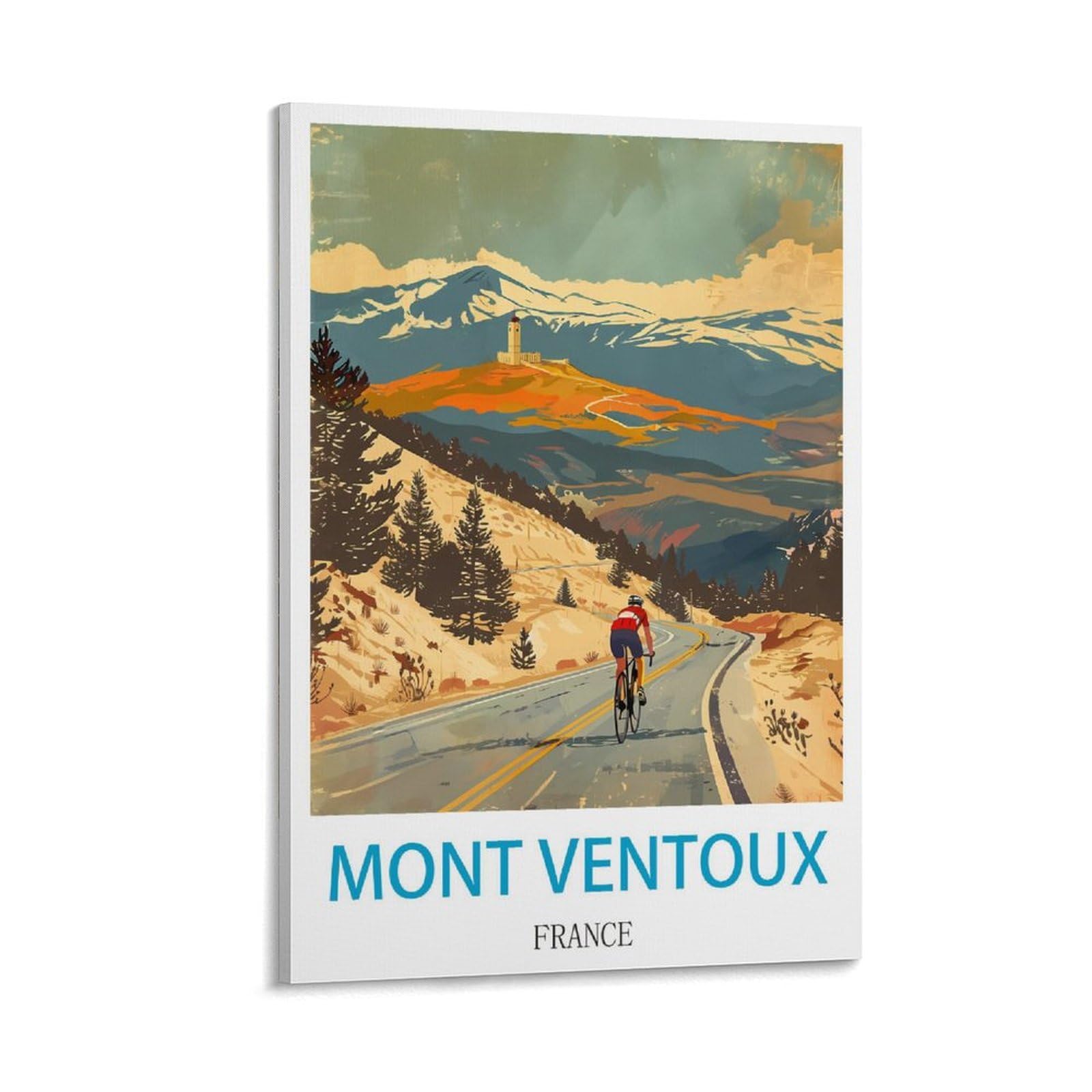 Xllyxygjq Frame-Style Mont Ventoux France Vintage Travel Poster 12X18inch(30X45cm) Canvas Wall Art Poster Print Artwork Painting Picture For Home Decoration Living Room Office Bedroom