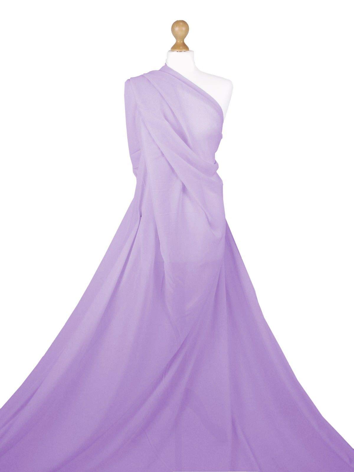 Premium Polyester Chiffon Fabric by The Meter 60 Inch 160cm Wide (Lilac, Full Meter)