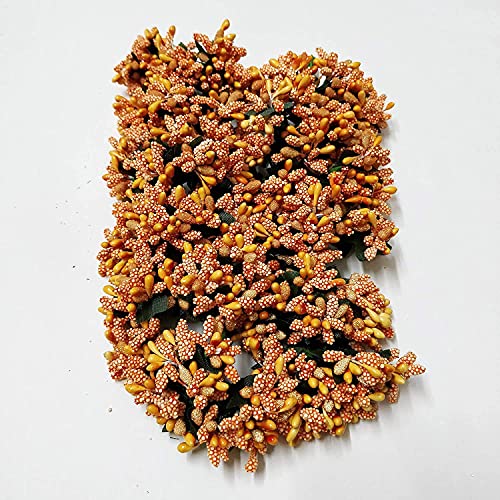 Image of Prokart Premium Pollen Flowers for Hair Accessories, Tiara Making, Jewelry Making and Dress Decoration | 12 Bunch of 12 Pollens Each | (Pack of 144 Pcs) (Orange)