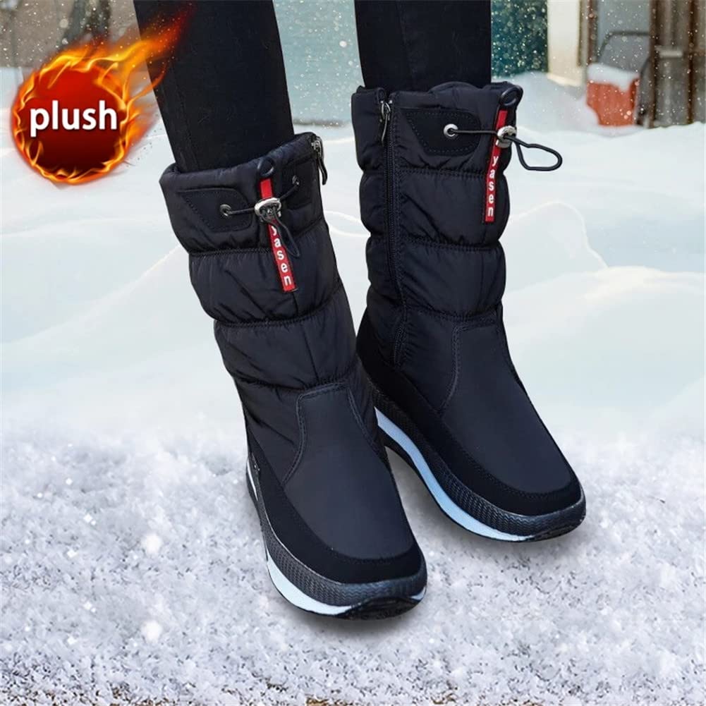 Botas de Nieve para Mujer con Cremallera Invierno diseñadas para brindar Comodidad, Botas Impermeables Antideslizantes con Forro de Piel escarchado y cálido