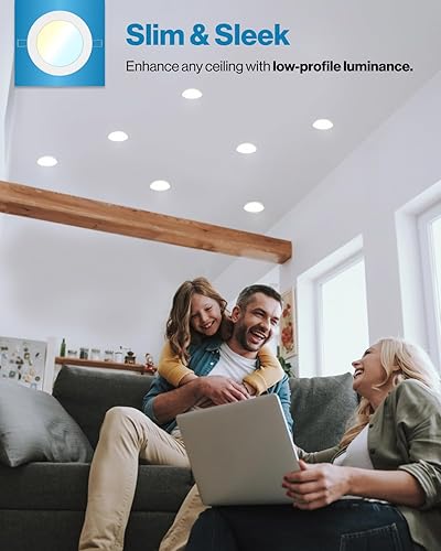 Miniatura 9 de Sunco Lighting Paquete de 16 luces LED de techo empotrables delgadas de 4 pulgadas CCT seleccionables 2700K3000K3500K4000K5000K regulables 10W  60W