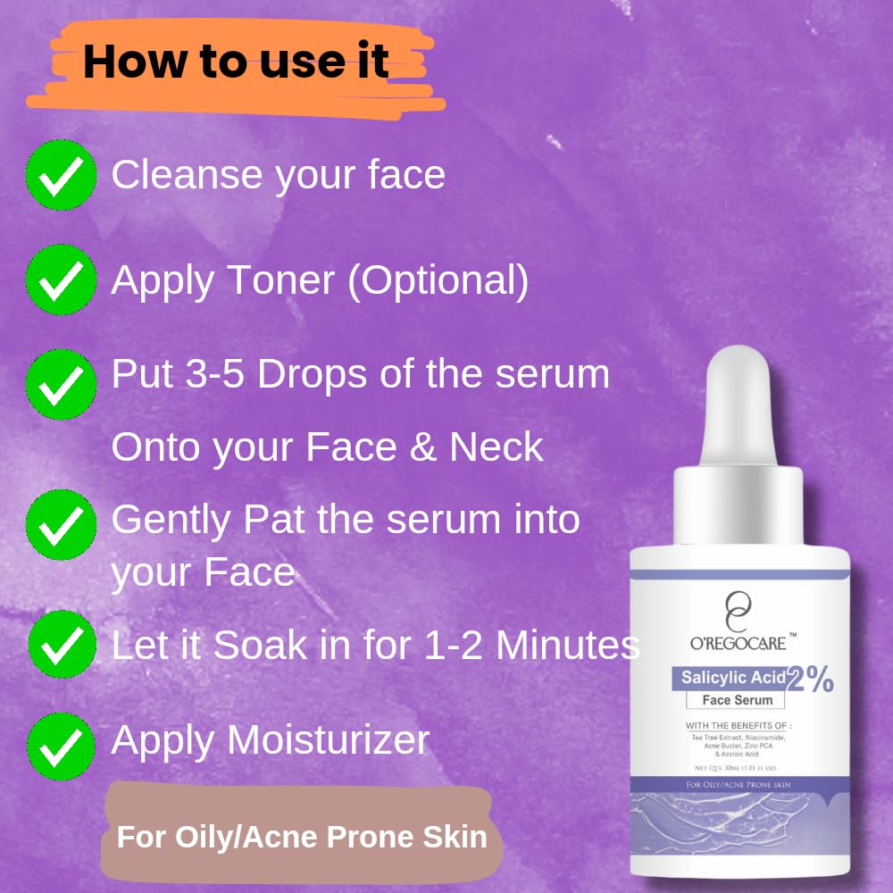 2% Salicylic Acid Face Serum With Niacinamide, Tea Tree Extract, Acne Buster, Zinc PCA & Azelaic Acid For Oily Acne Prone Skin Pack of 1 (30 ML) 2% Salicylic Acid Face Serum With Niacinamide, Tea Tree Extract, Acne Buster, Zinc PCA & Azelaic Acid For Oily Acne Prone Skin Pack of 1 (30 ML)