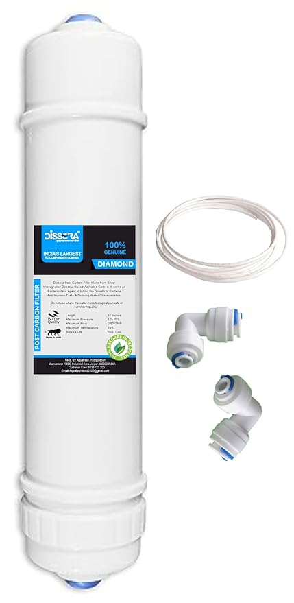 Dissora Diamond 10 Inch Inline Post Carbon Filter Block Cartridge, Suitable for All Kind of RO UV UF Water Purifier, Pack of 1