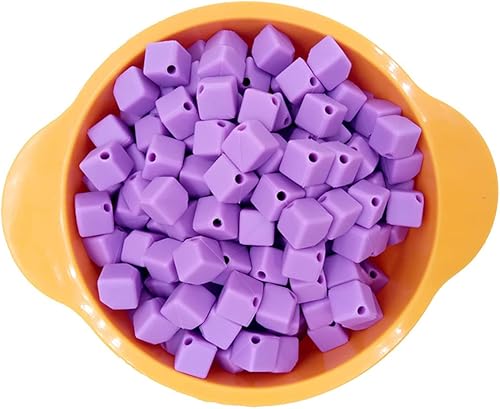 Miniatura 4 de Decoendiy 50 cuentas cuadradas de silicona de 0.354 in, cuentas espaciadoras de cubo sueltas, cuentas geométricas facetadas, cuentas coloridas en