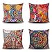 BAGEYOU Lot de 4 housses de coussin décoratives mexicaines Huichol 50,8 x 50,8 cm