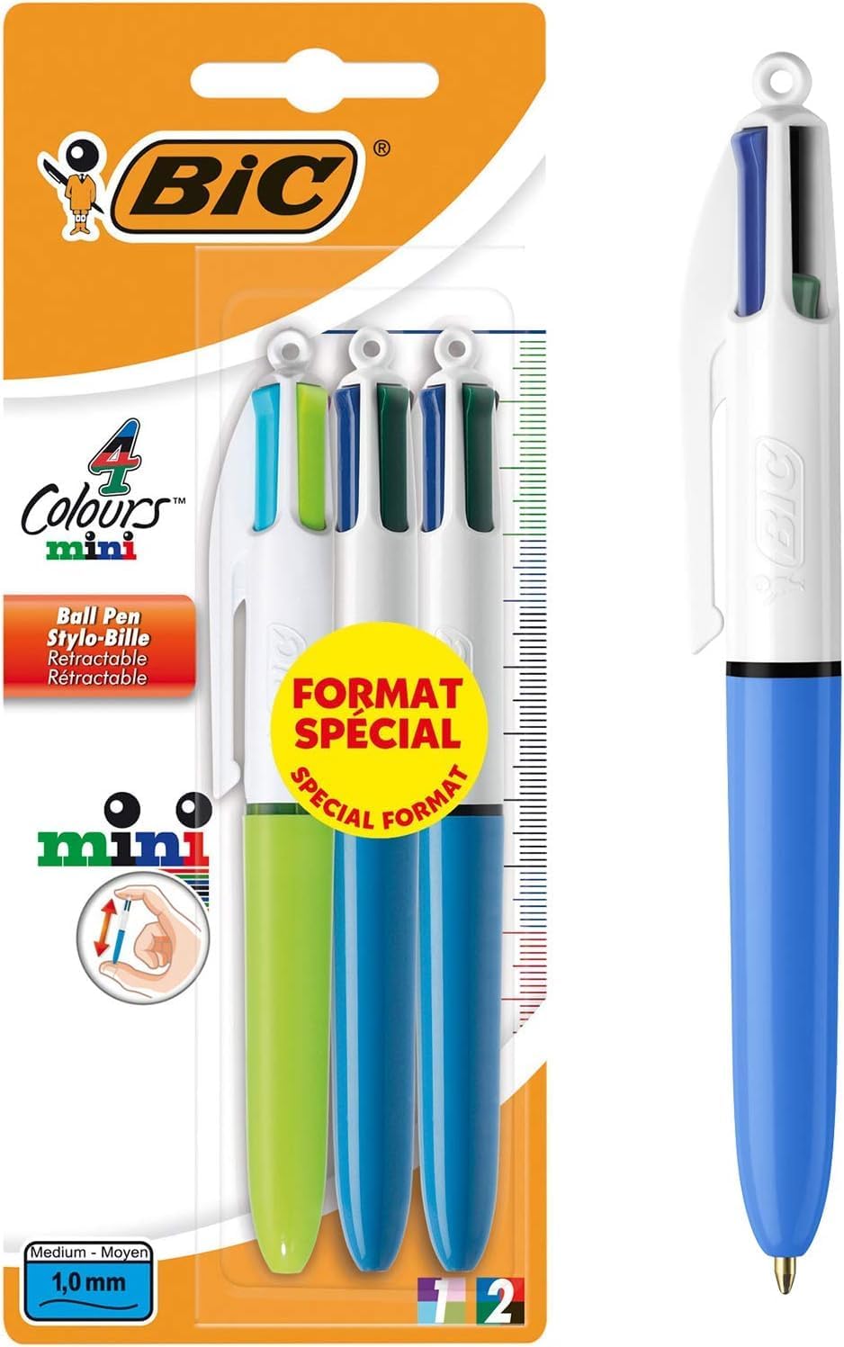 BIC 4 Colours Fun Balpennen met Kliksysteem Medium Punt (1,0 mm) - Trendy Kleuren Inkt en Lichaam, Pak van 2 1 Stuks