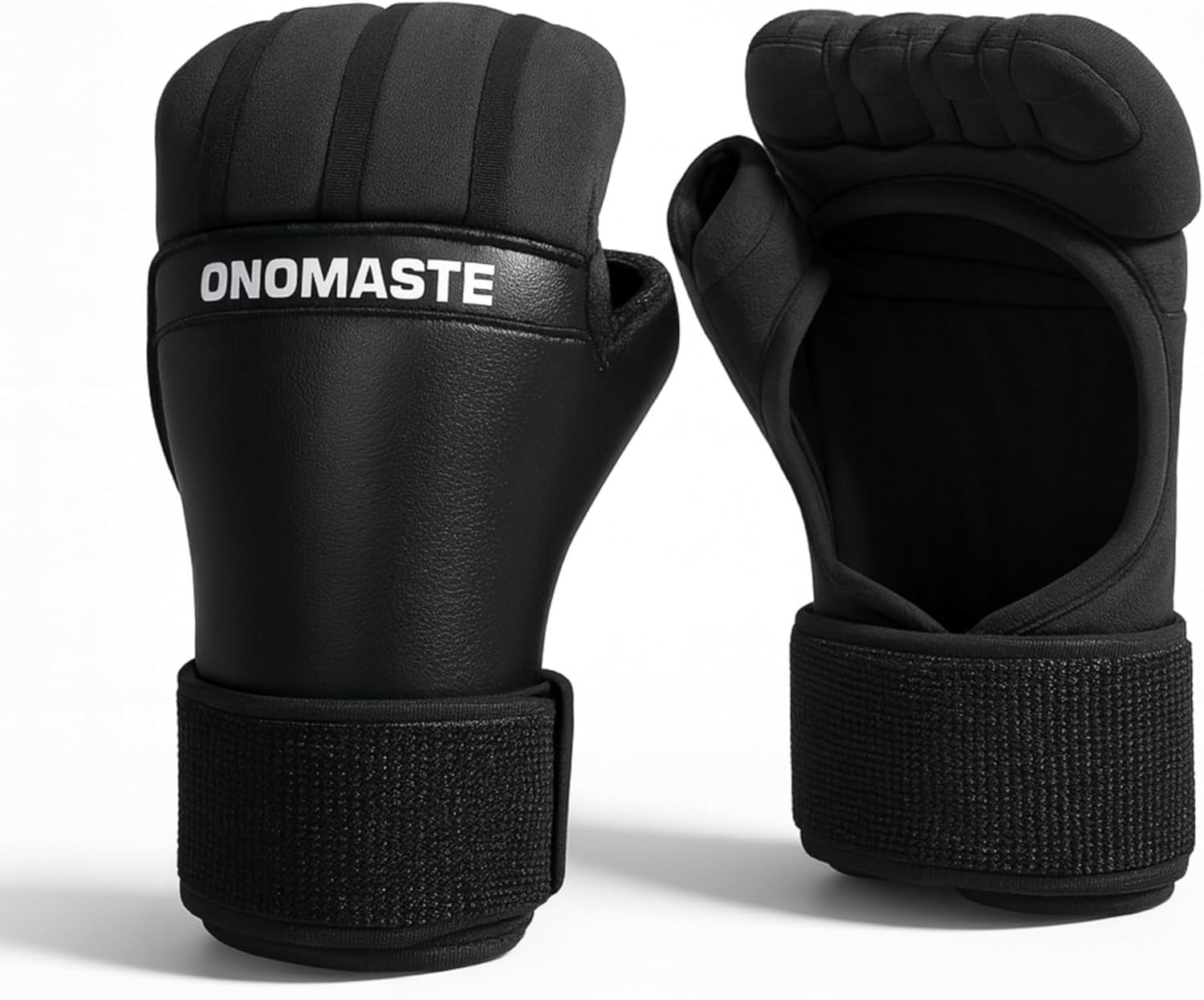 Sottoguanti da boxe con protezione gel, guanti per MMA e kickboxing, pelle sintetica, nero