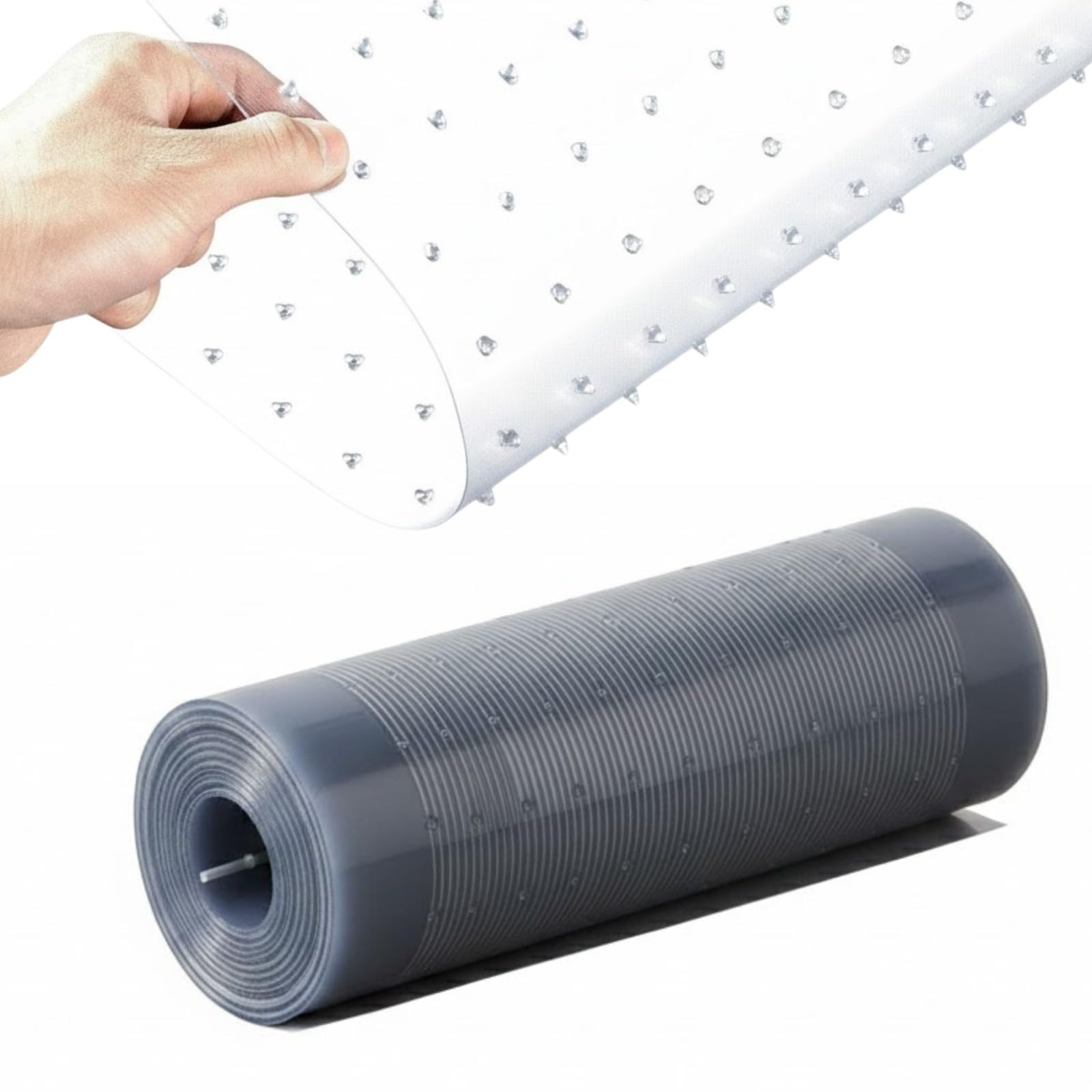 Milena 13 Feet Vinyl Carpet Protector, Heavy Duty PVC Runner Protector with Grippers & Clear Plastic Floor Runner Mat Roll, Waterproof Clear for Office, Hallway, Entrance, and Stairs W-27Inch
