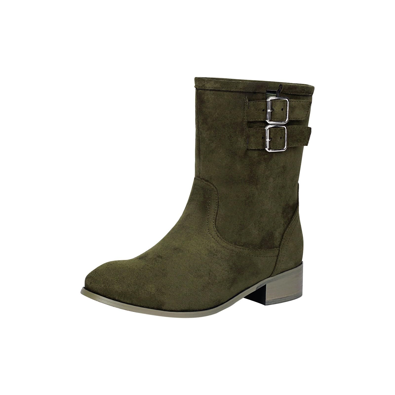 Bottines vintage en daim vert avec boucle de qualité supérieure - 8