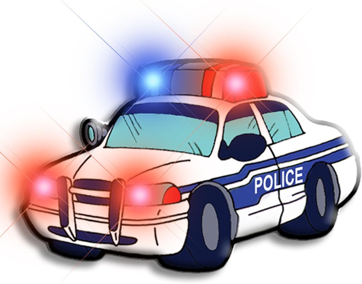 FlashingBlinkyLightsLight Up Police Car Flashing Blinking LED Body Light Lapel Pins (5-Pack)