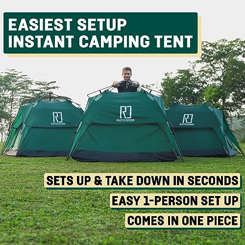 REACTIVE OUTDOOR Reactive Outdoor Tent - 3 Second Tent - 3 Sec Instant Pop Up 2-3 Person Tent - Easy and Quick Setup Camping Tent - 1 Person Setup Waterproof Double Layer Outdoor Camping Tent の商品画像 3