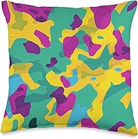 Vista 1 de Pure Pattern Paradise Colorful Abstract Camouflage Pattern #014 Throw Pillow, 16x16, Multicolor