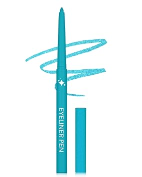 Sky Blue Glitter Eyeliner Pencil, Sparkle Colored Gel Eyeliner Long-Lasting | Waterproof Smudge Proof, Cream Texture, Metallic Eye Liner Pencils, Retractable Waterline Pen for Mature Women Eye Makeup-06