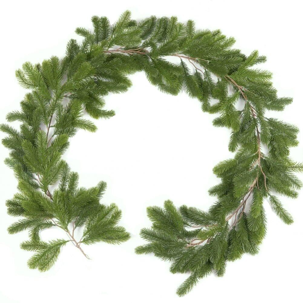 Guirlande de pin de Noël sans perte d'aiguilles pour manteau cheminée