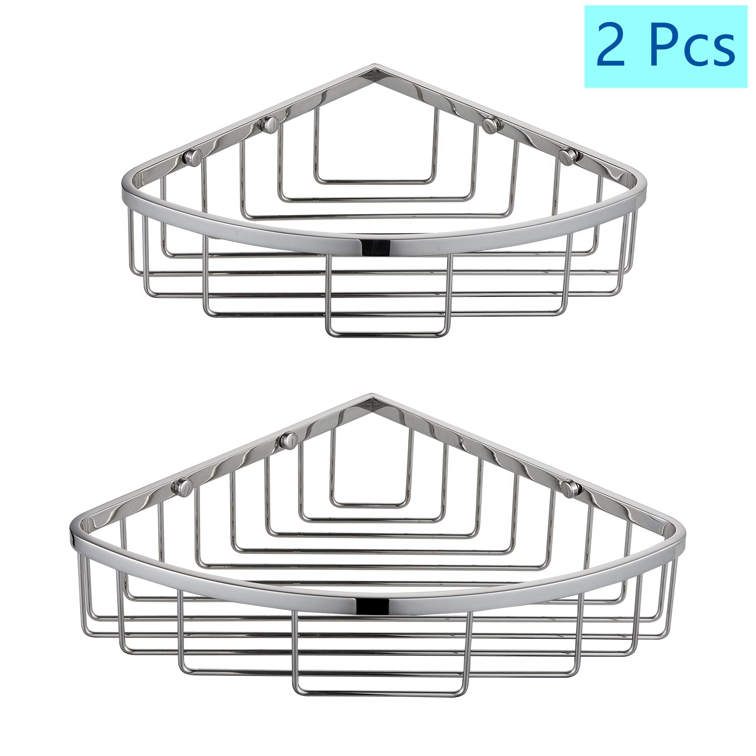 [Paquete de 2] Organizador de ducha esquinero para baño, acero inoxidable SUS304, resistente al óxido, soporte para champú, estante de almacenamiento montado en la pared para baño, cocina,