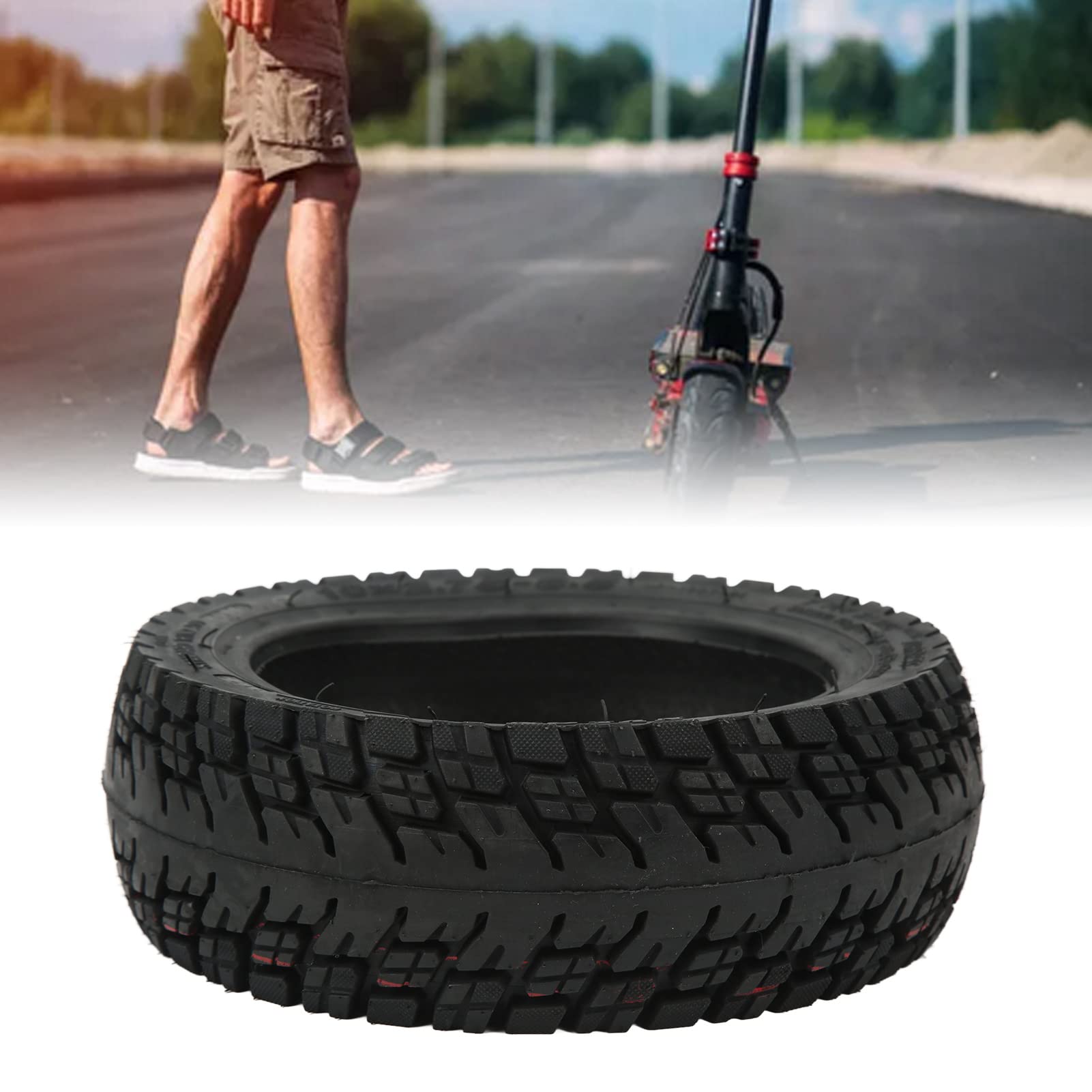 Pneu sans pection de scooter électrique 10in 10x2.75-6,5 Remplacement des pneus épaissis en caoutchouc à vide avec soupape pour les accessoires de roue de scooter hors route E