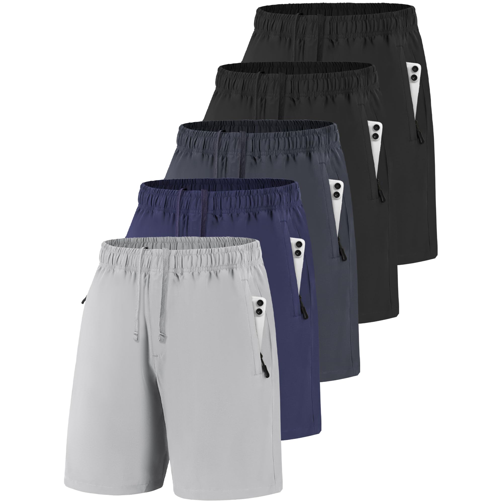 JOVCOVL Herren Sport Shorts Kurz Schnelltrocknend Leicht Atmungsaktiv mit Reißverschlusstaschen Trainingshose für Fitness Joggen