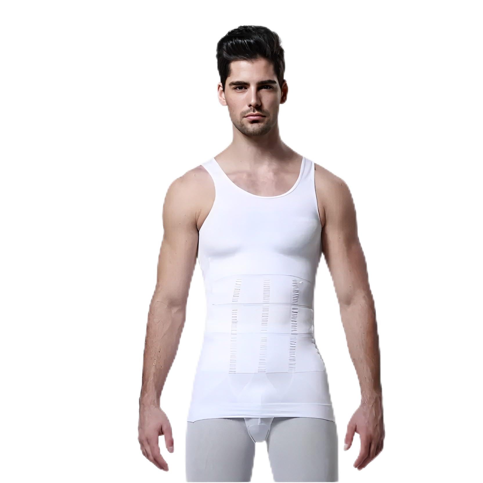 Men’s Slimming Body Shaper Vest Shirt Abs Abdomen Slim Stretchable Tummy Tucker Vest-picture-32