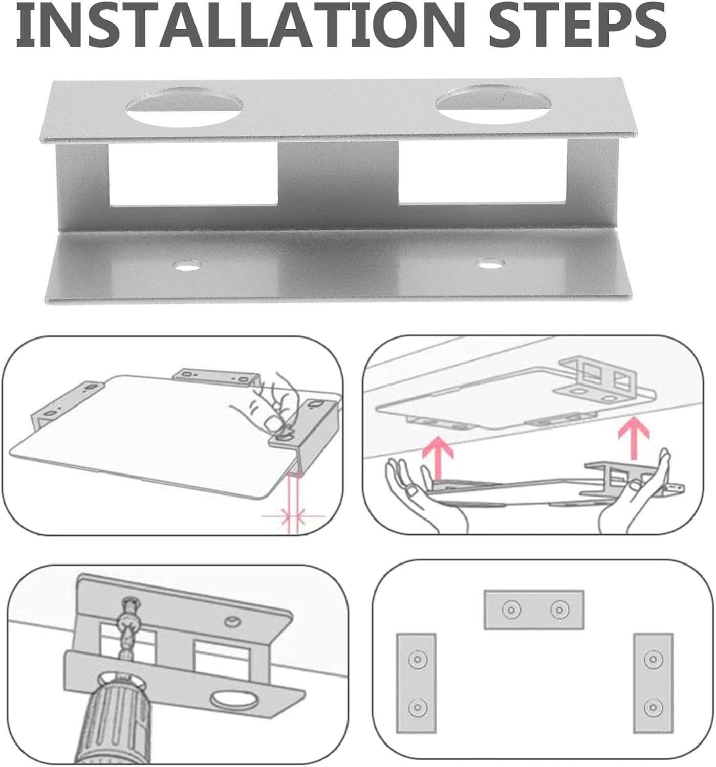 SEWACC Desk Laptop Holder Mount Bracket 3pcs Aluminum Storage Rack with Anti-Scratch Pads for Office and Home Computer Accessories Silver