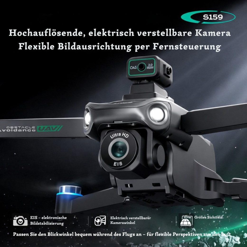 RC-Quadrocopter S159,(GPS Drohne mit Displayfernbedienung, 500m Reichweite, faltbare RC-Drohne mit Dual-Kamera), Auto-Rückkehr, Optical-Flow-Stabilisierung & intelligenten Flugmodi