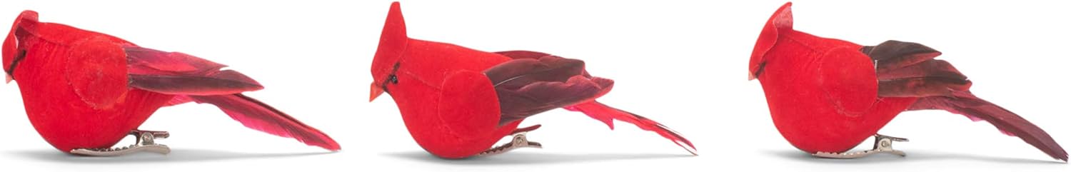 RAZ Imports Set of 3 Cardinal Clip on Christmas Tree Ornament 4 Inch Long Red Bird Decoration - Image 4