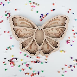 HIXOLOZI Small Bead Organizer with Transparent Cover, Wooden Seed Bead Storage Box for Jewelry Making, Gift for Craft Hobbyists, 9-Compartment Portable Tray