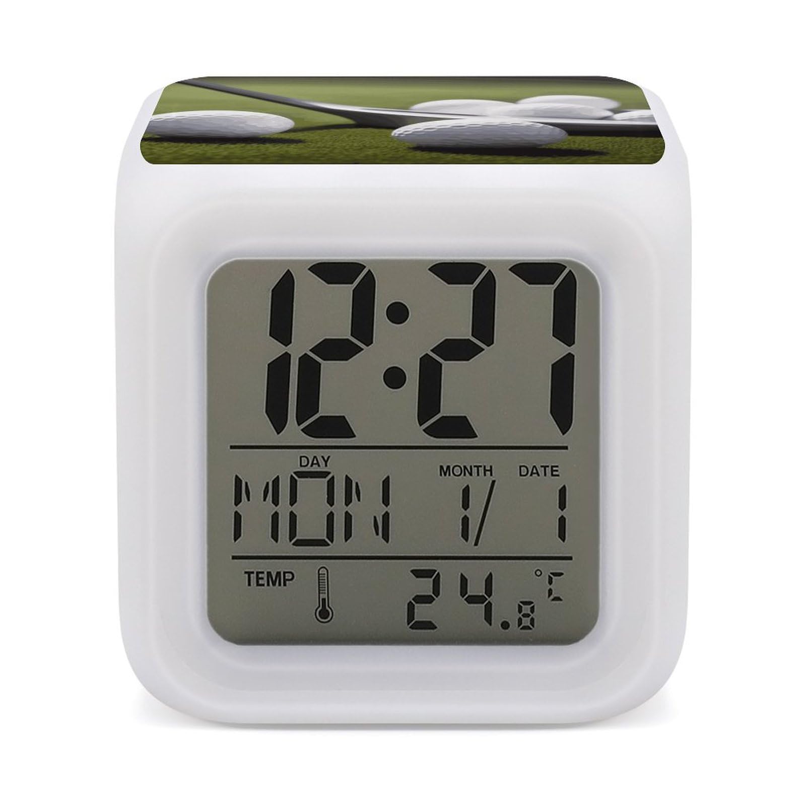 JTREHY Golf Alarm Clock Seven Color Night Light Digital Clock Precision Reliable Alarms Clocks for Bedroom Heavy Sleepers Adults Gift for Men and Women