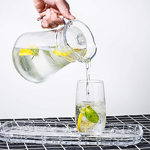 Miniatura 5 de Botellas de leche de vidrio acrílico (2 litros), jarra de agua helada transparente con tapa y asa, jarra de té para limonada, jugo, leche, bebidas